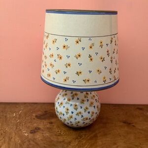 Vintage Made In Portugal Hand Painted Floral Table Lamp Needs Wiring Parts Only